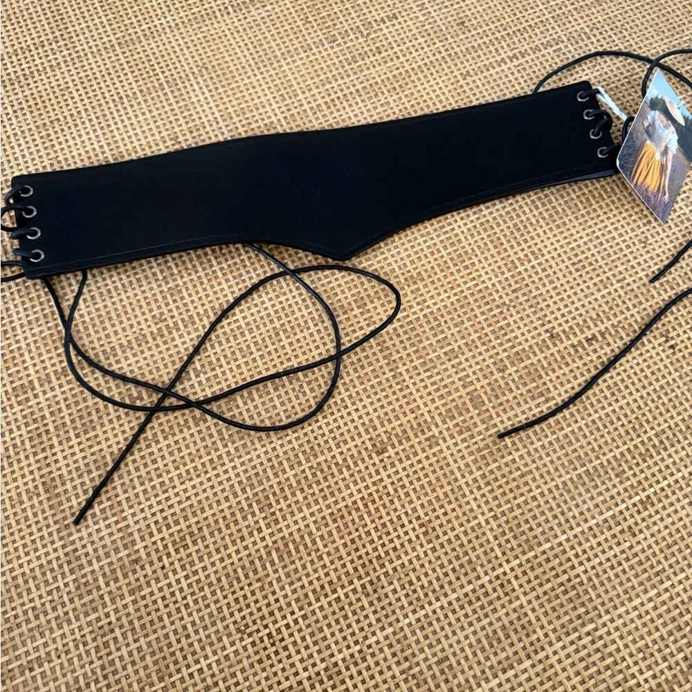 French Meadows Wide Leather Waist Belt In Black NWT